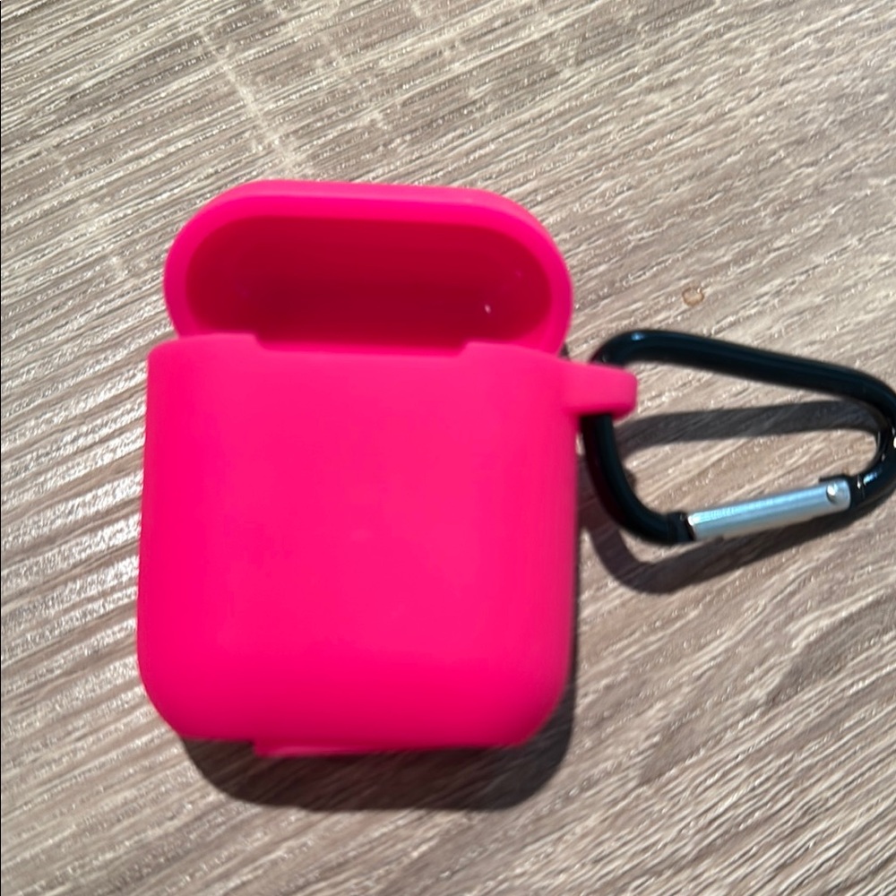 Pink Silicone AirPods Case with Carabiner